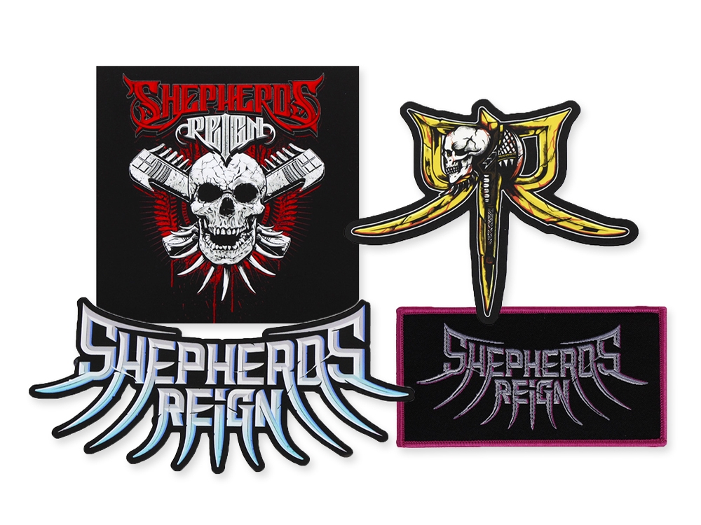 Skull Axe T-shirt + Stickers & patch Bundle